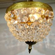 Plafonnier 3 lumières bronze et cristal