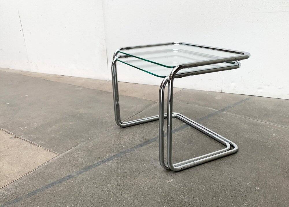 Nested glass tables Mid-century space age, 1960s, set of 2