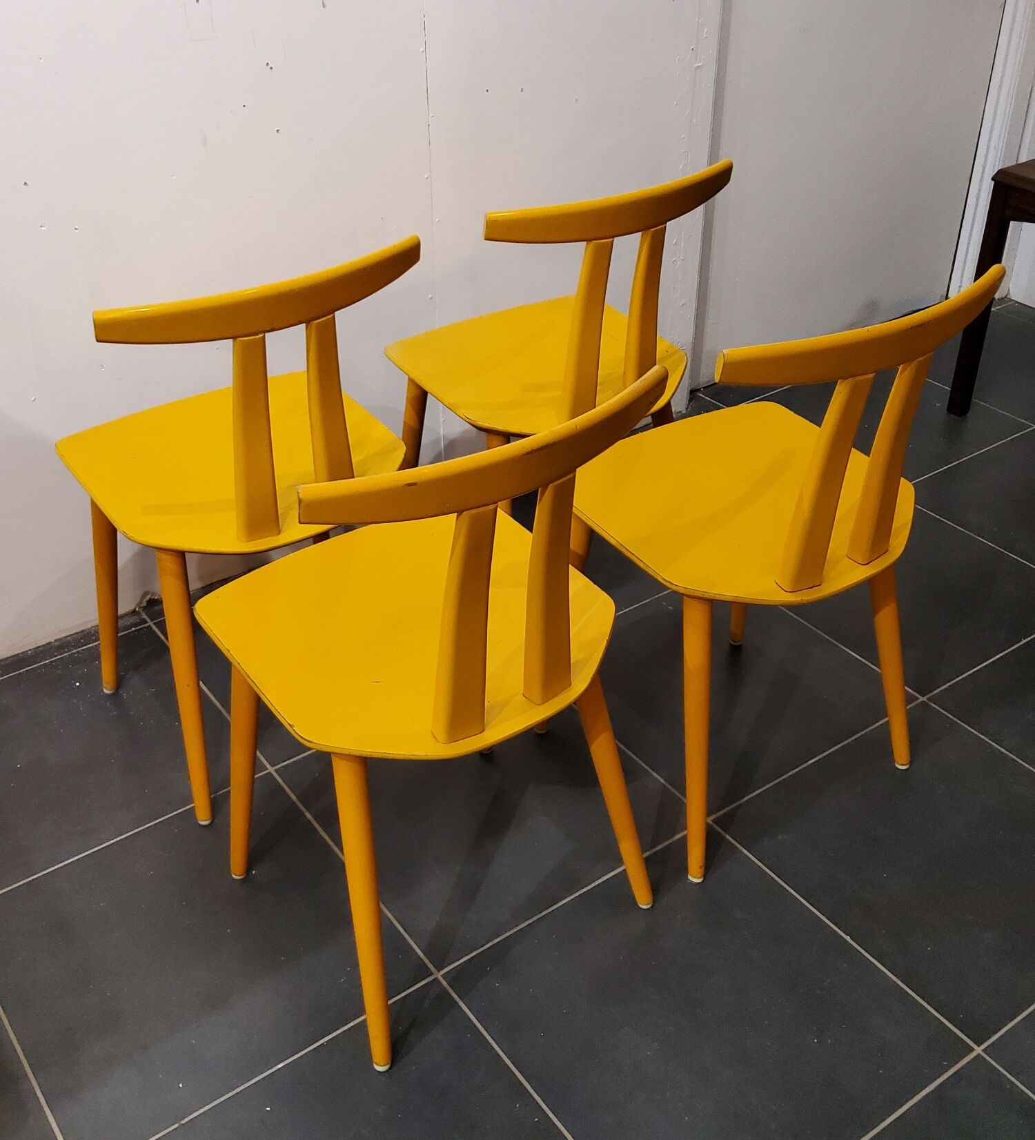4 chaises j48, design poul m.volther, 1950, fdb møbler