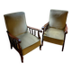 Lot of 2 olive green velvet armchairs.