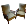 Lot of 2 olive green velvet armchairs.