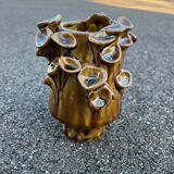 Vintage ceramic vase with mushroom relief decoration