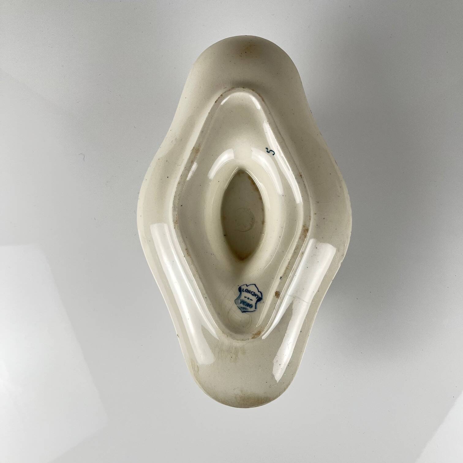 Longwy sauceboat, late 19th century "Ycho", blue ironstone