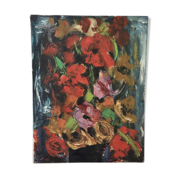 Old oil painting flowers