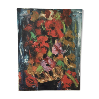Canvas oil old flowers