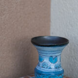 Vase bleu raku à tendance scandinave