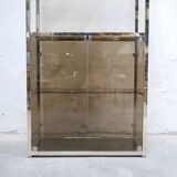 Bookcase vintage shelf in brass and smoked glass
