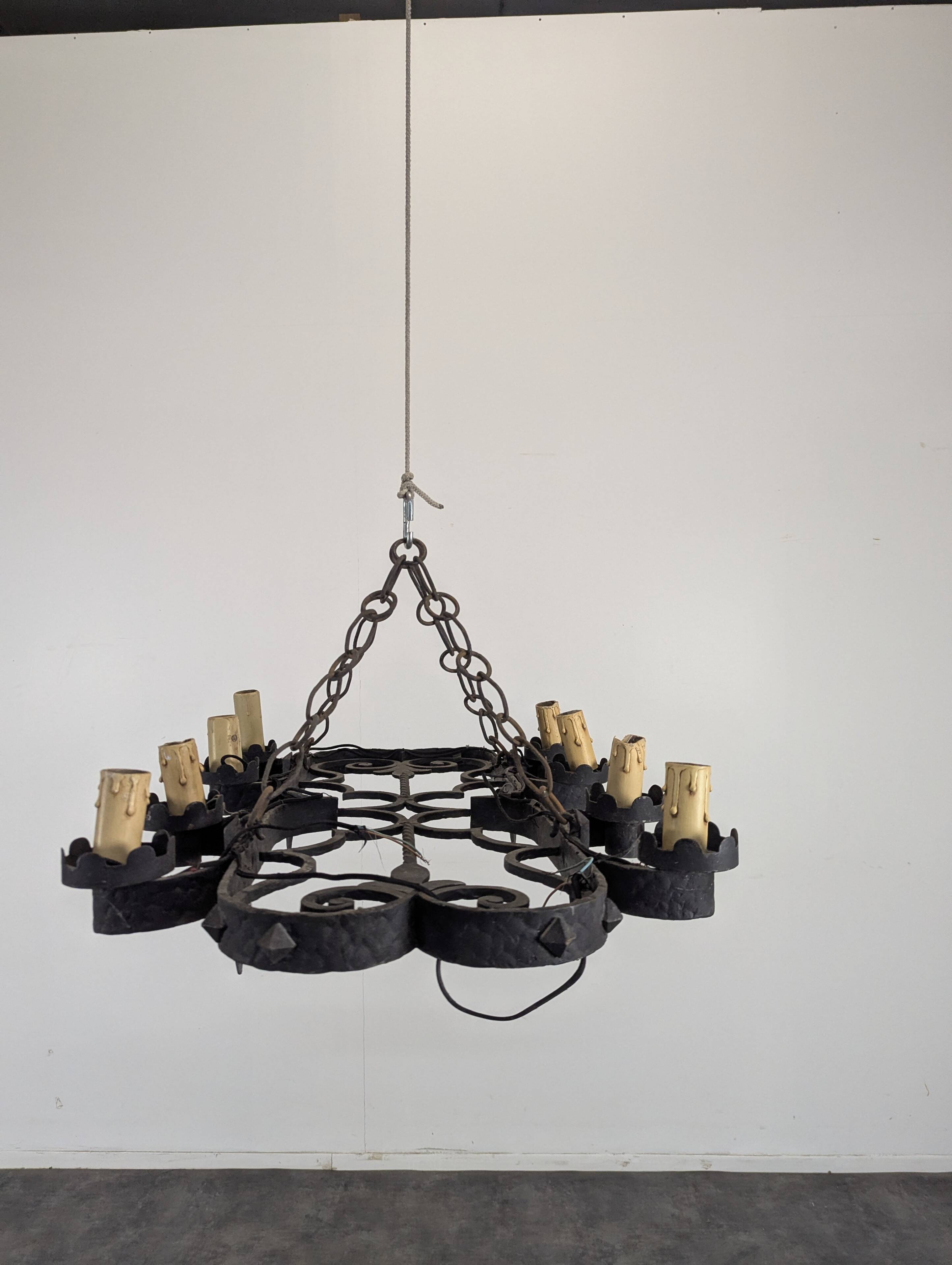 Renaissance style wrought iron chandelier
