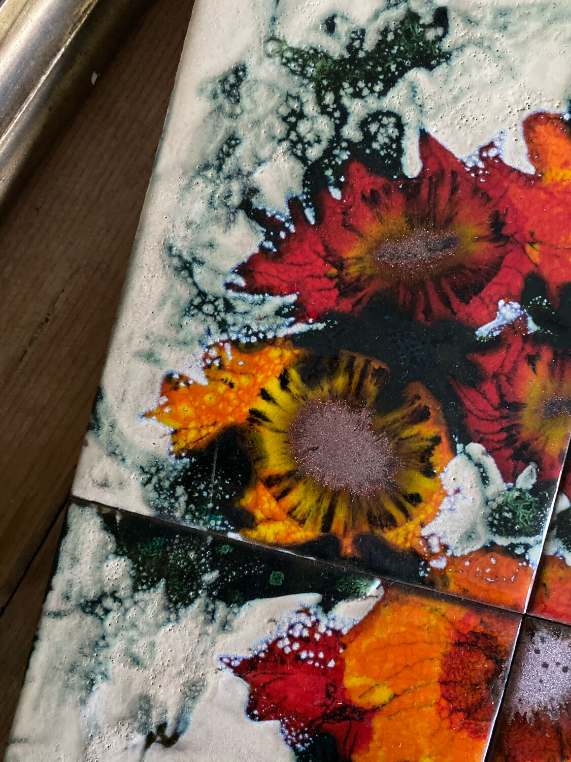 Carreaux en céramique bouquet Vallauris 1970