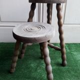 2 rustic 2-degree wooden tripod stools (pair)