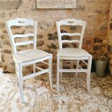 2 Country Chic Bistro Chairs with a Patina Finish