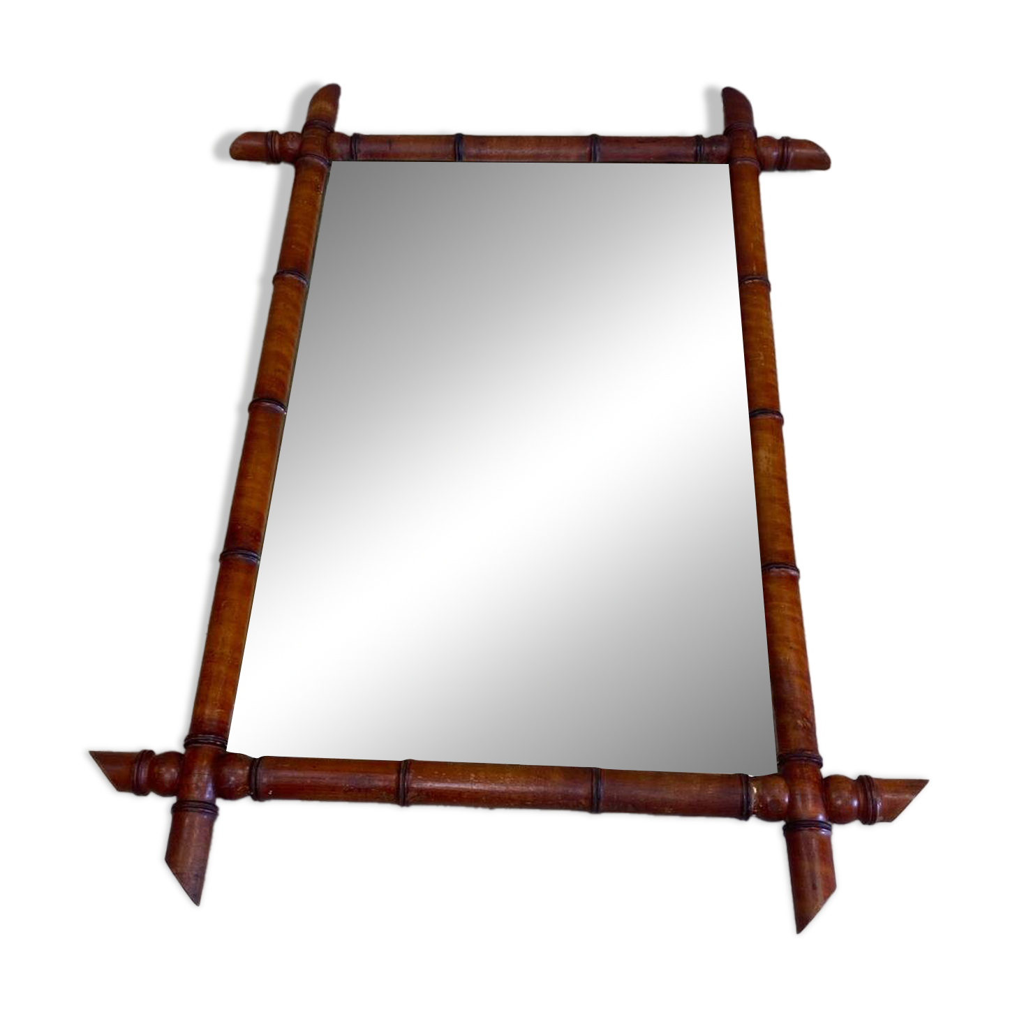 Antique turned wooden mirror