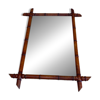 Antique turned wooden mirror