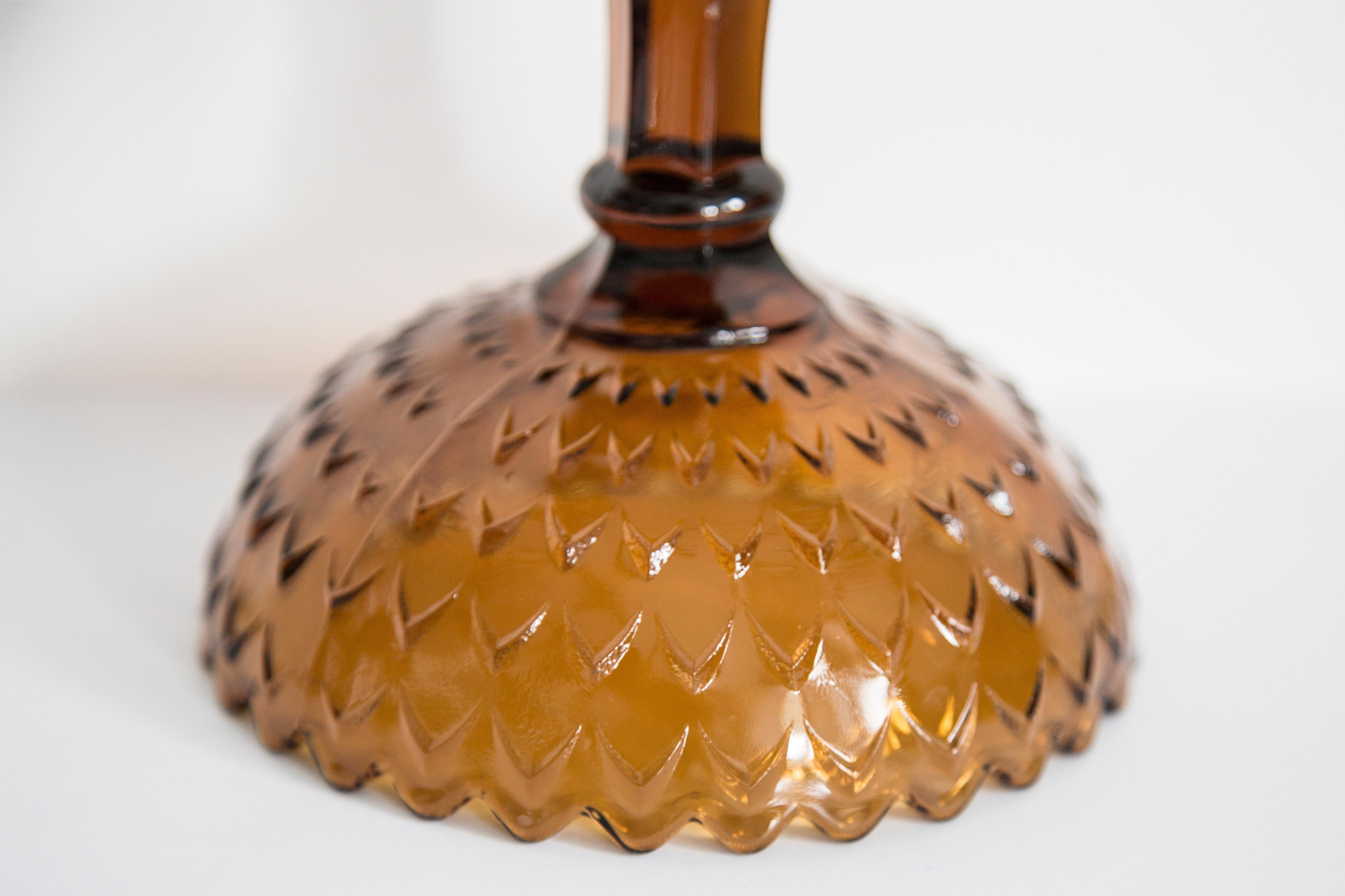 Vintage glass sugar bowl in brown, yellow, and orange, Italy, 1960s.