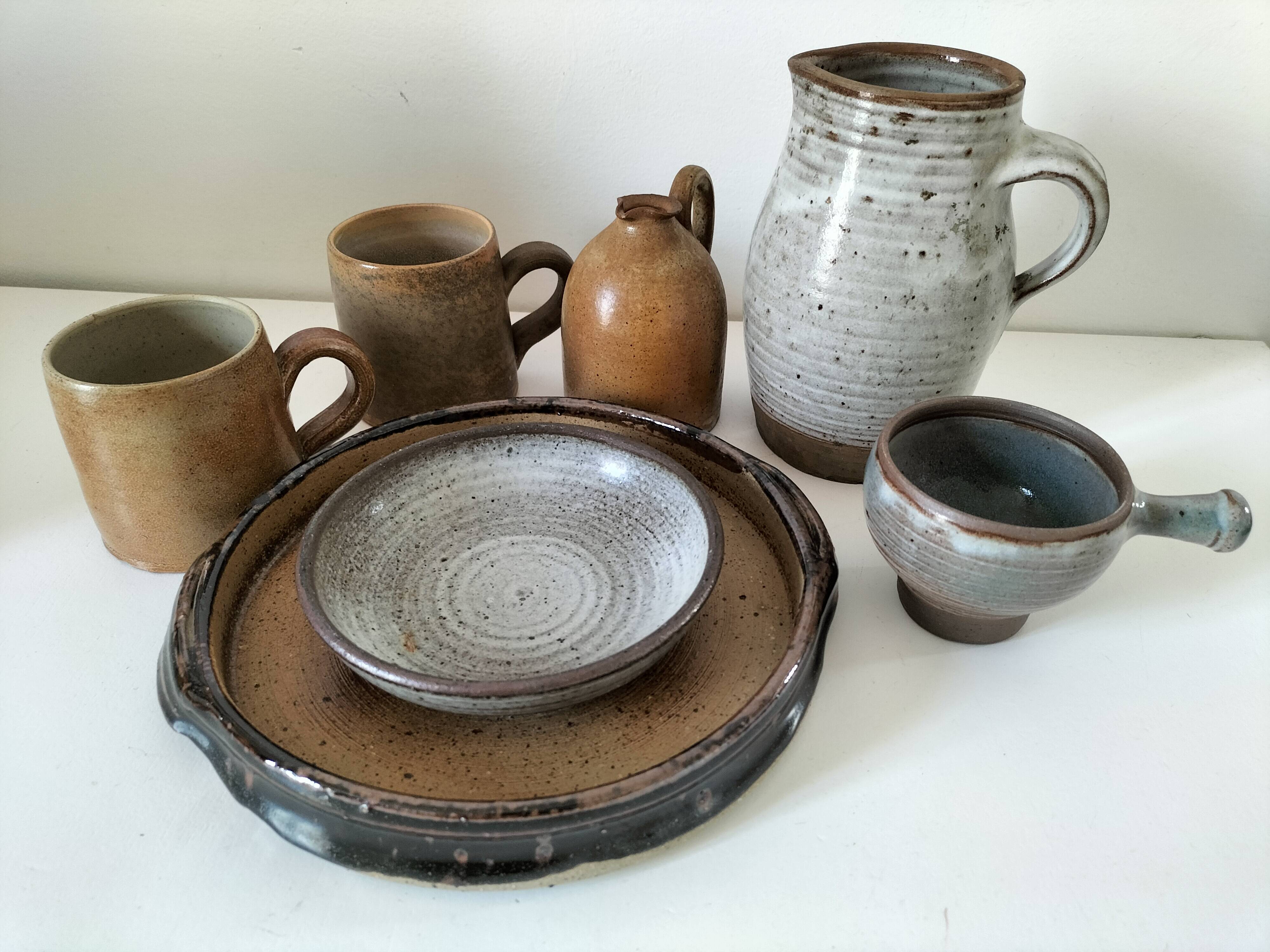 Stoneware service Puisaye – breakfast set - 7 pieces
