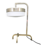 Rare lampe de table Bauhaus en nickel avec diffuseur en verre, années 1930