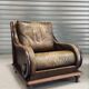 Pair of vintage cognac leather armchairs & solid wood – club/lounge style
