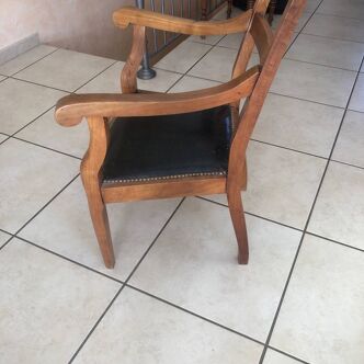 Oak and leather hairdresser's chair 1950