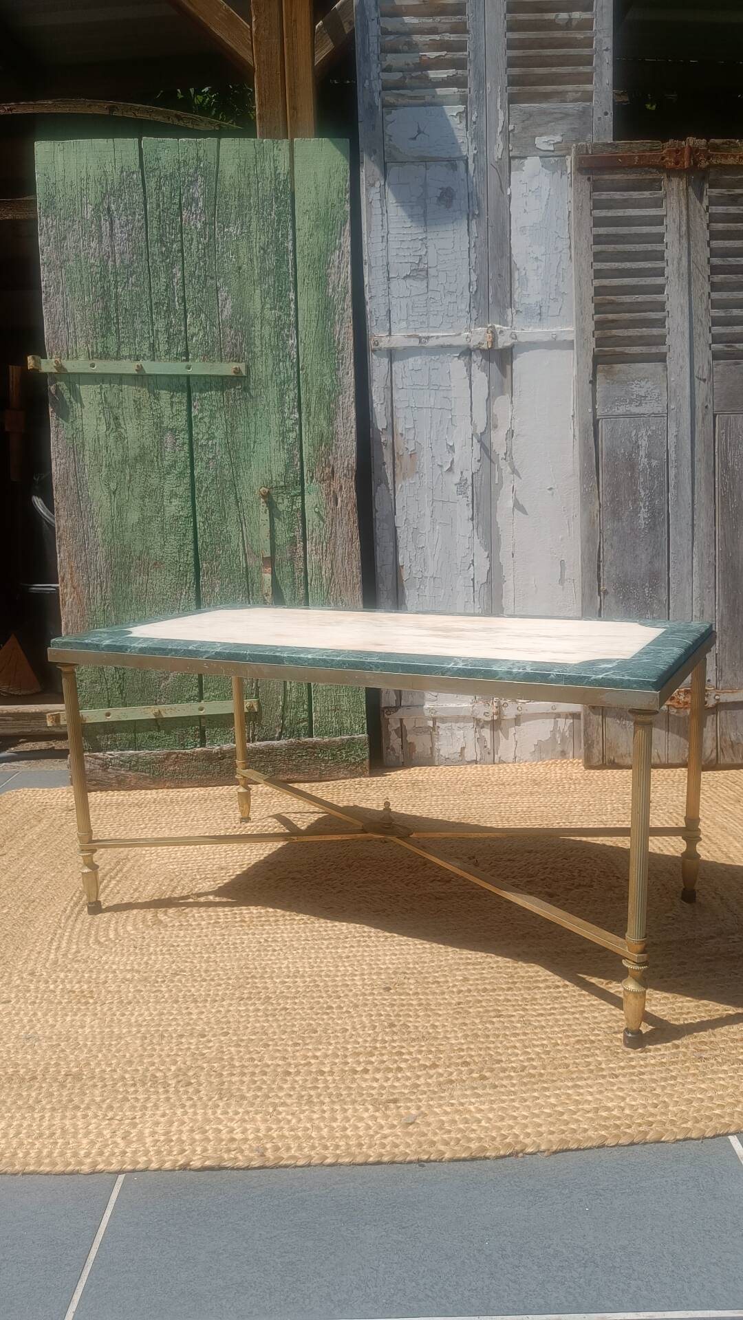 Marble & brass coffee table – Maison Jansen style – 1970s