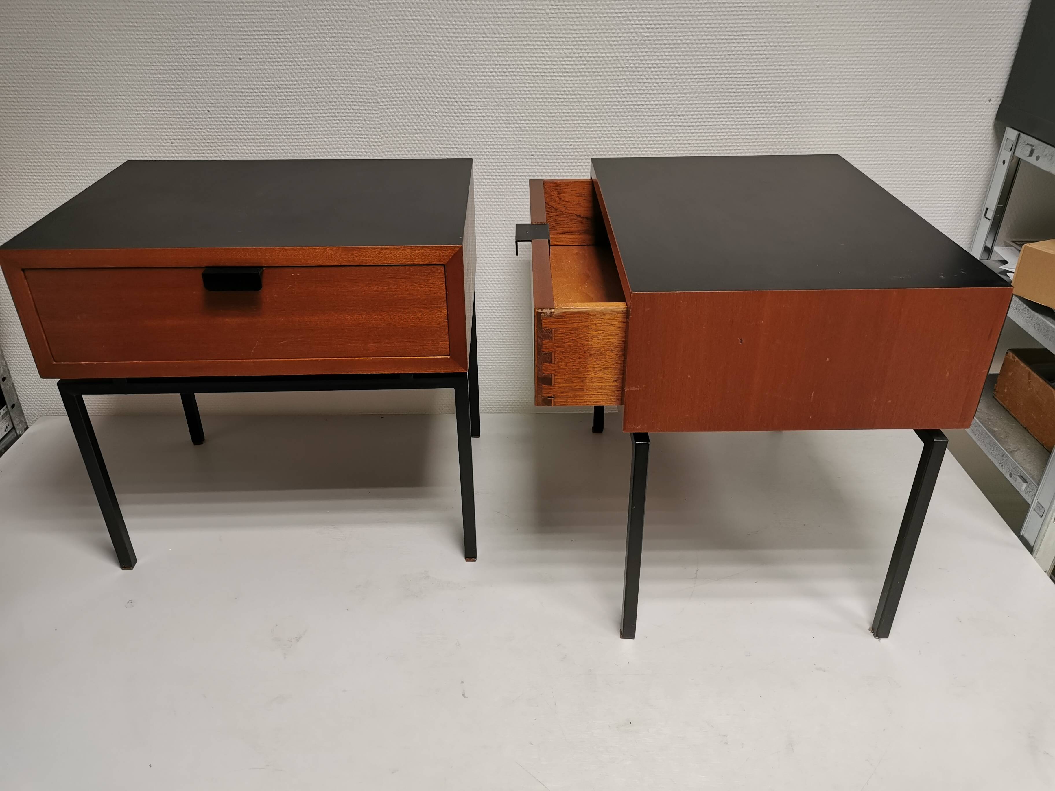 Pair of bedside tables / vintage sofa end, design 50s 60s
