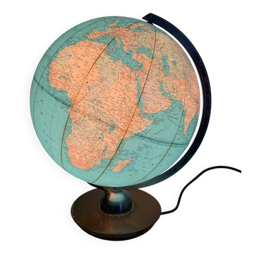 Globe vintage 1960 terrestre JRO Verlag bois PVC mappemonde - 43 cm