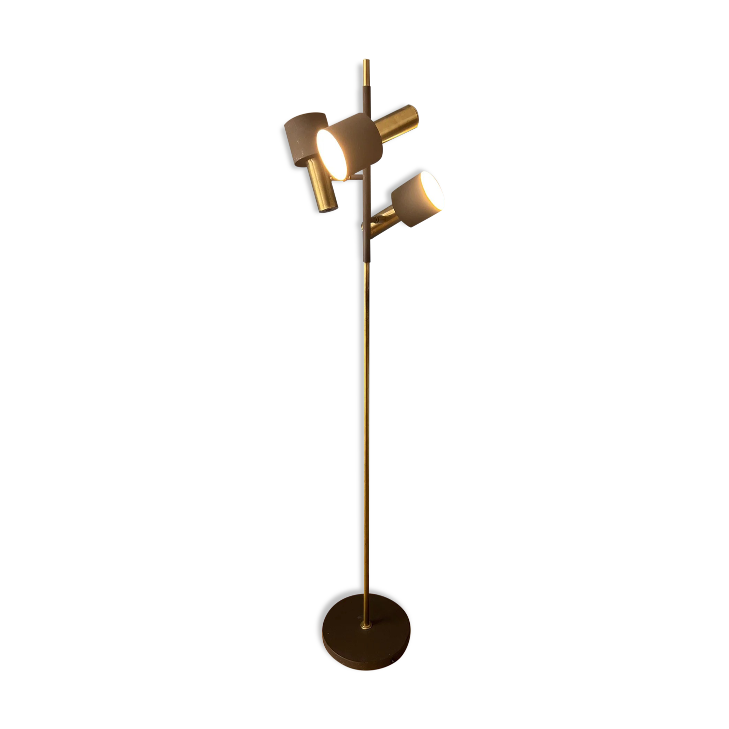 Vintage Dijkstra Space Age floor lamp, brown and chrome floor light