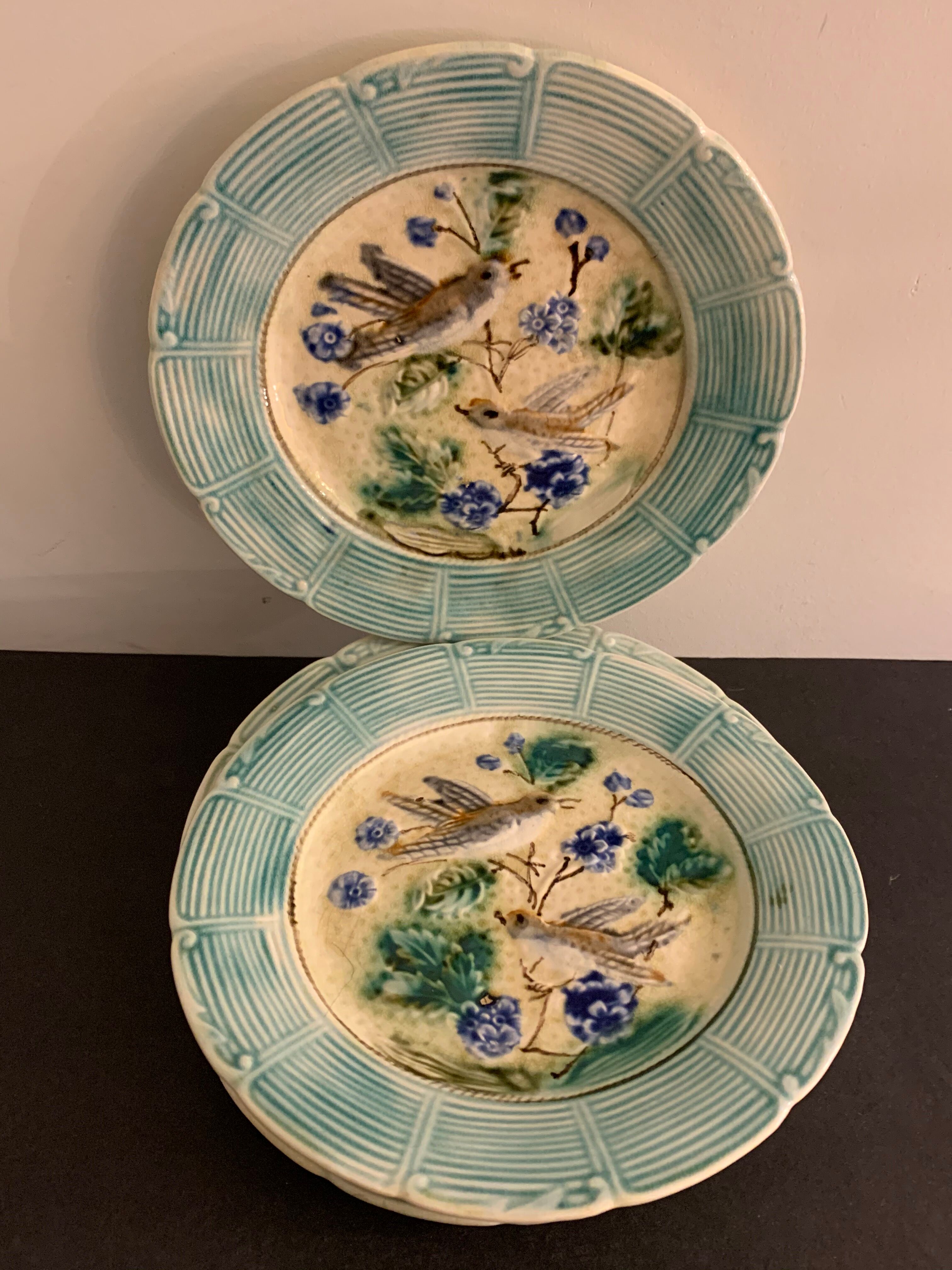 8 dessert plates in late 19th century dabbling