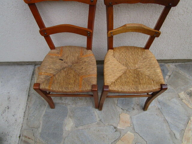 2 antique straw chairs