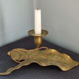 Antique bronze ivy leaf candle holder