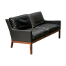 Danish rio palisander & black leather sofa by Kai Lyngfeldt Larsen for Søren Willadsen