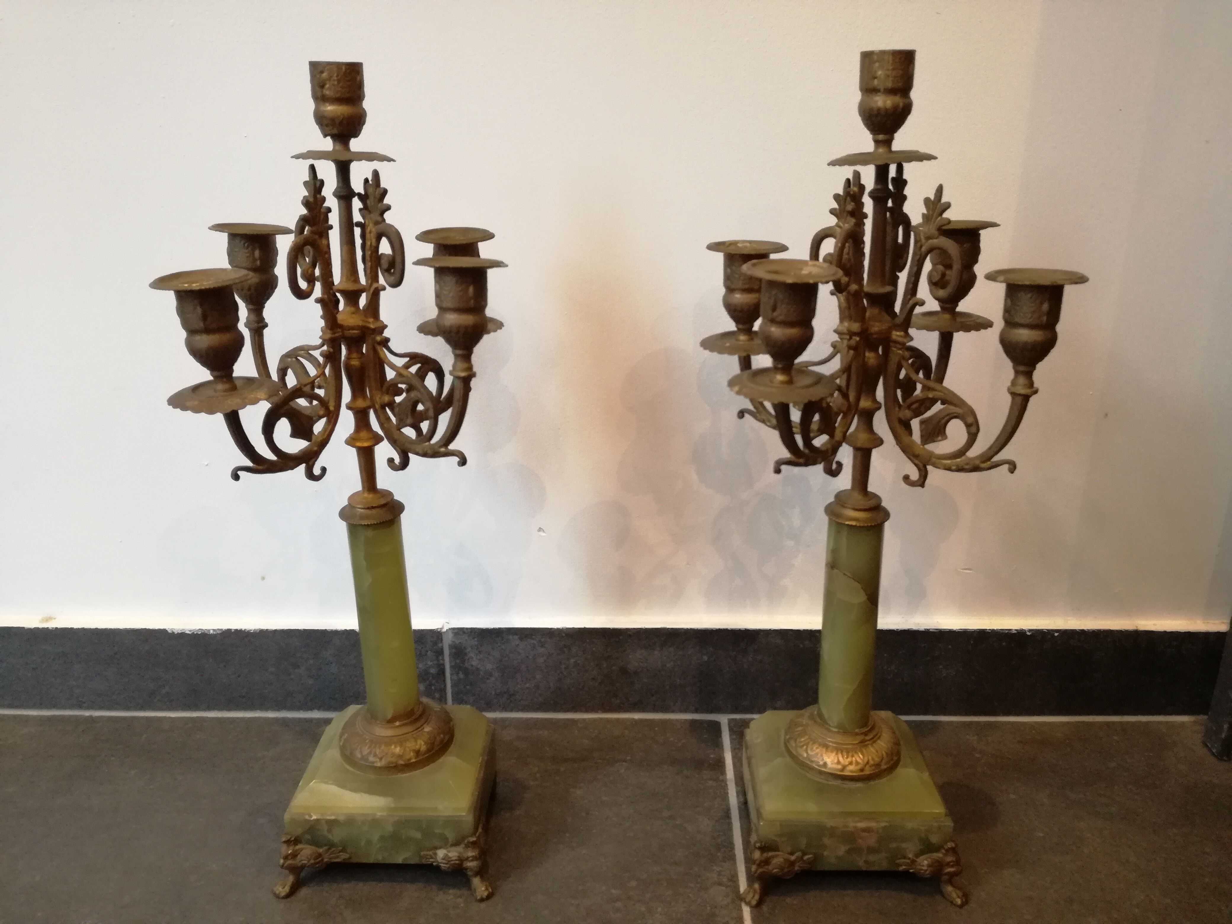 Napoleon III candelabra chandeliers in bronze and marble