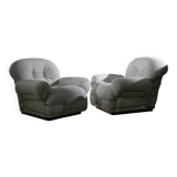 Italian Armchair in White-colored bouclé fabric with Chrome Details, 1960s
