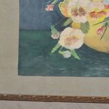 Aquarelle ancienne bouquet de fleurs