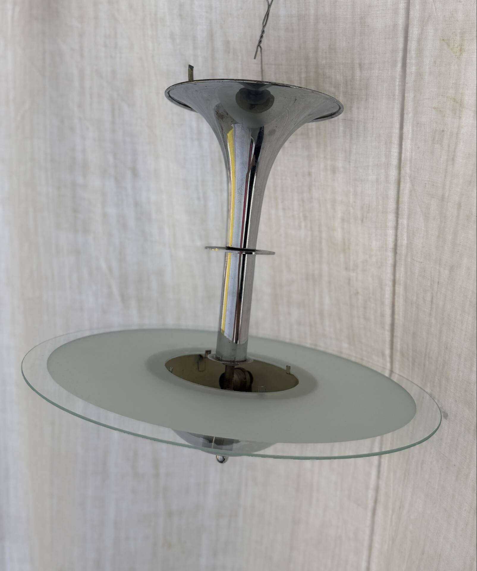 Chrome lustre Modernist 1930 Jean Boris Lacroix 1930s pendant