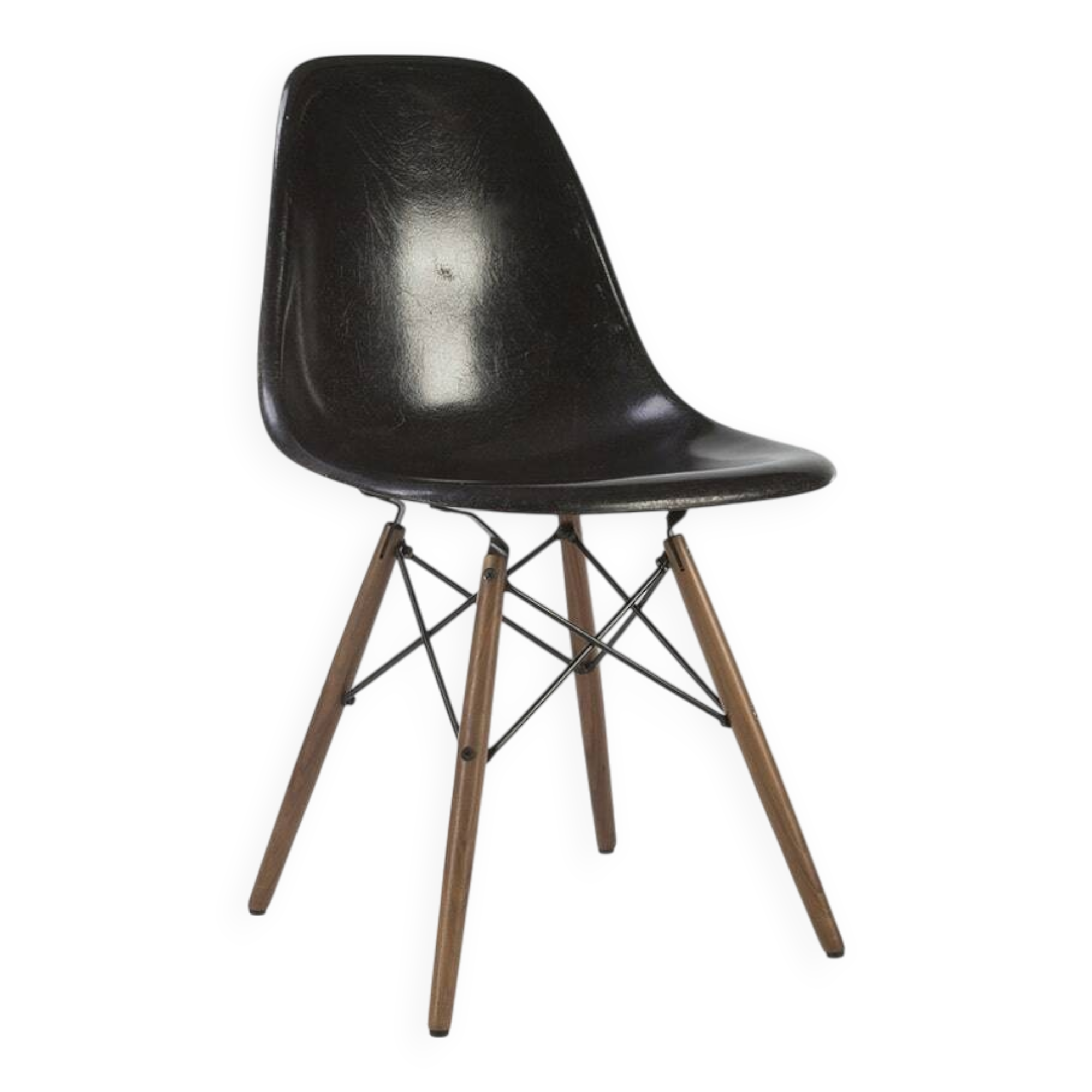 Chaise d'appoint noire Eames DSW originale vintage Herman Miller