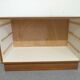 Low chest of drawers with 3 drawers in mahogany and white satin, France circa 1980.