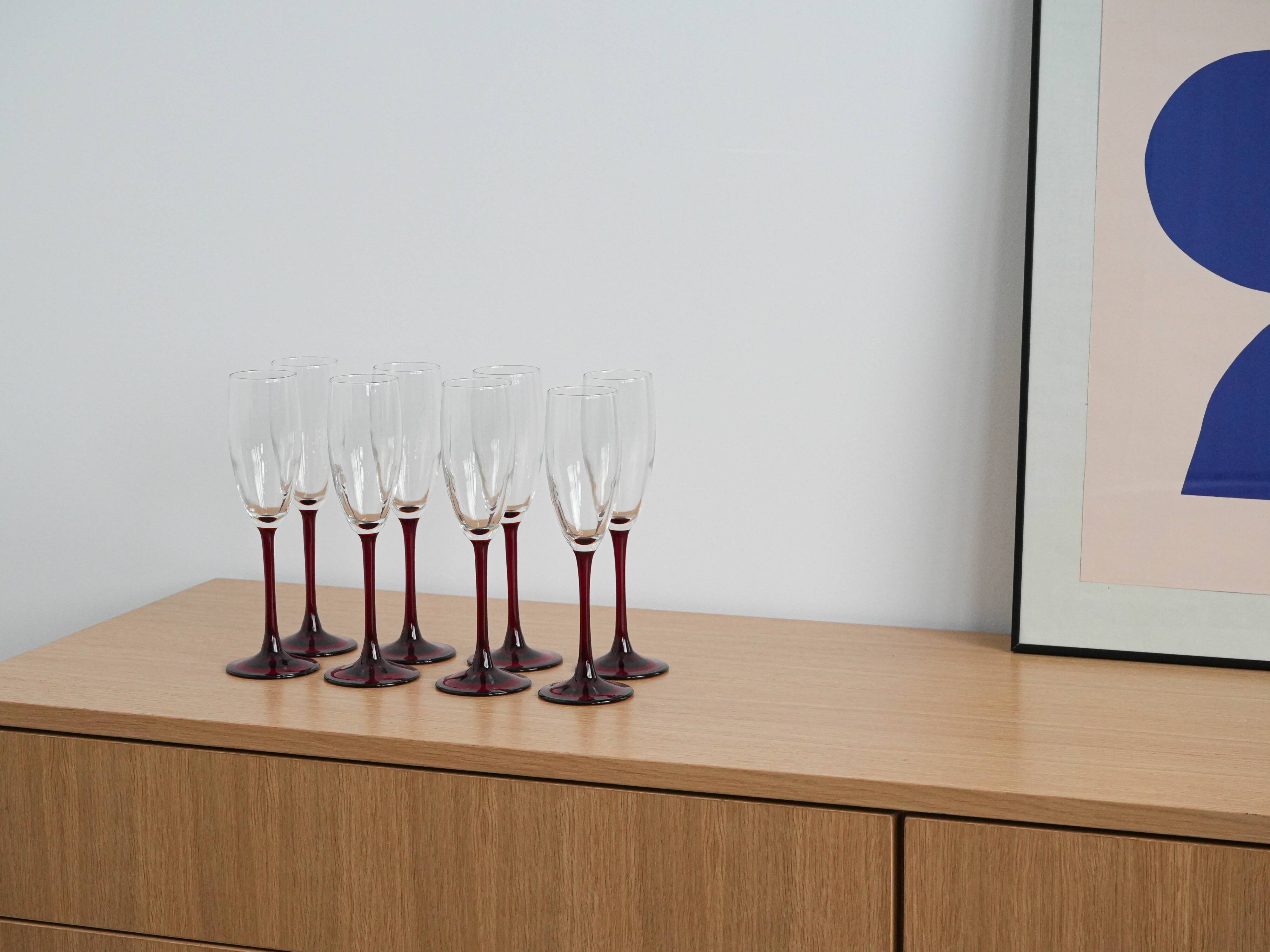 Set of champagne glasses, French design, 1970s, manufacturer: Luminarc