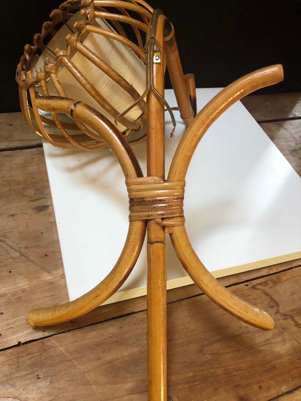 Vintage rattan wall lamps 60s, sold by 2