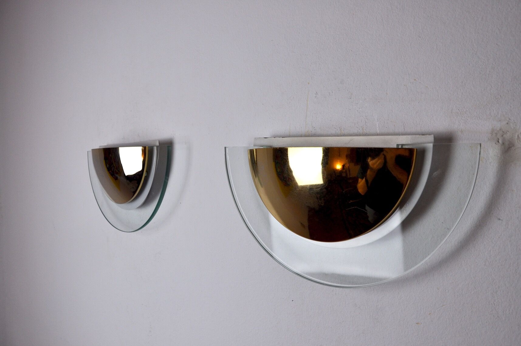 Pair of Regency wall lamps, half-moon, Italy, 1980