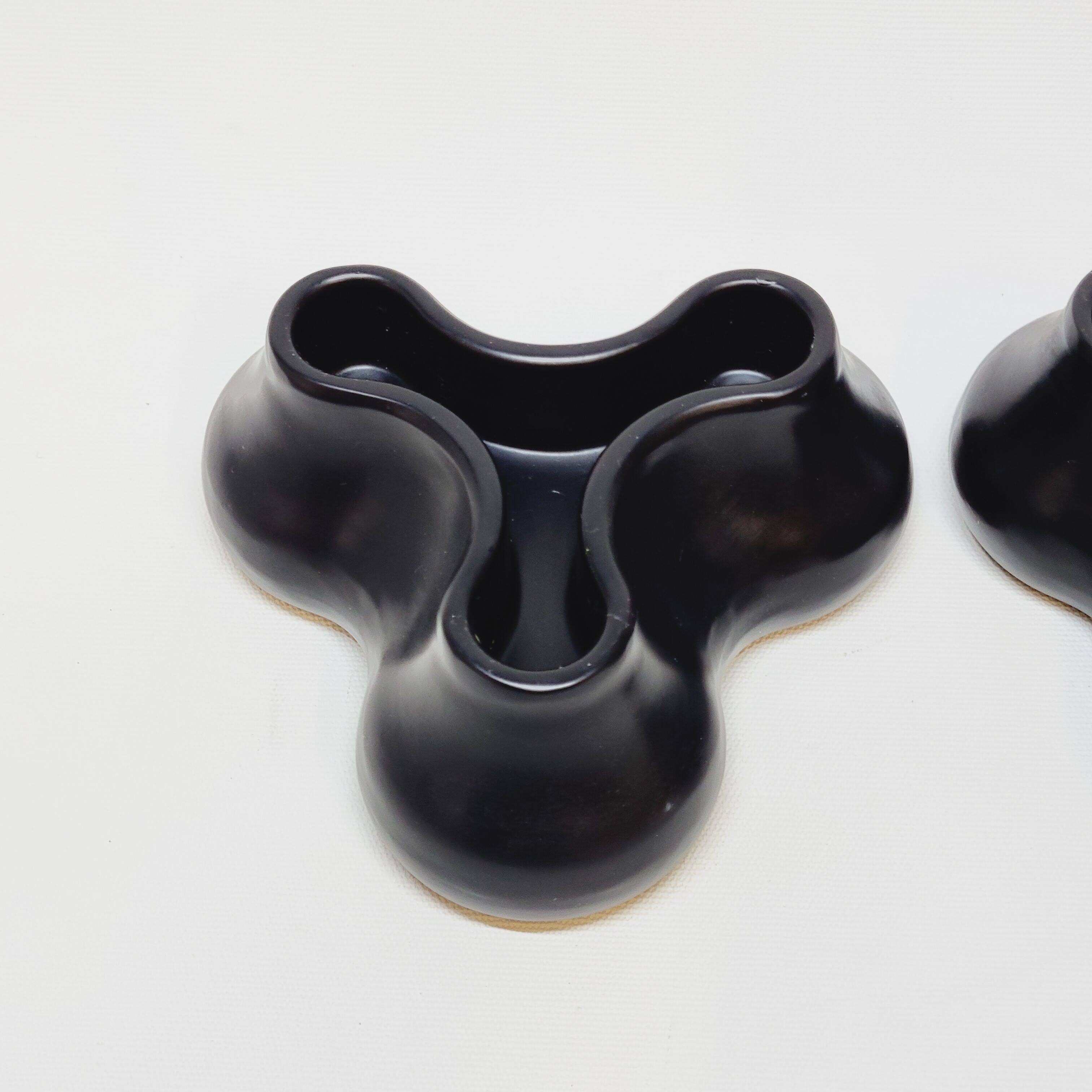 2 Black Candle Holders for 3 Candles Designed by Chris Martin