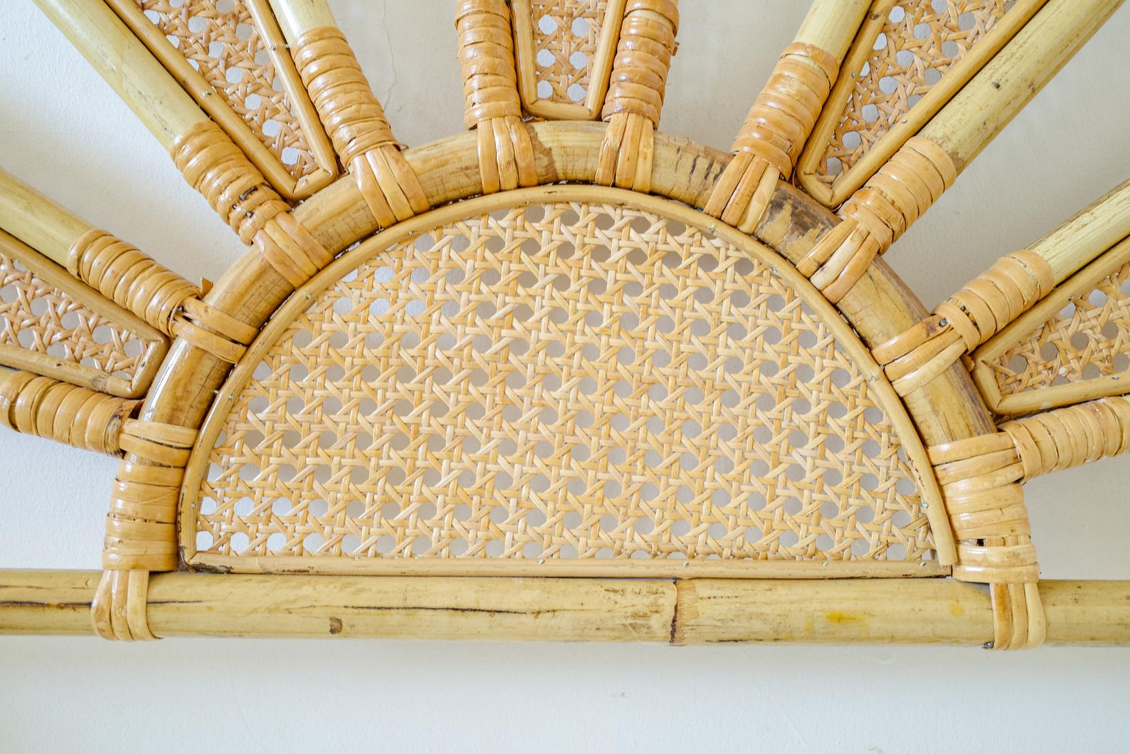 Rattan peacock headboard