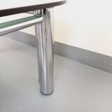 Vintage Italian Space Age square coffee table in smoked glass and chrome metal