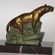 Vintage French Art Deco Panther Book Ends - Marble and Metal Bookends