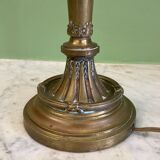 Large bronze lamp base from the late 19th century. Torch table lamp.