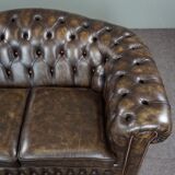 Chesterfield sofa in cowhide leather 2 places