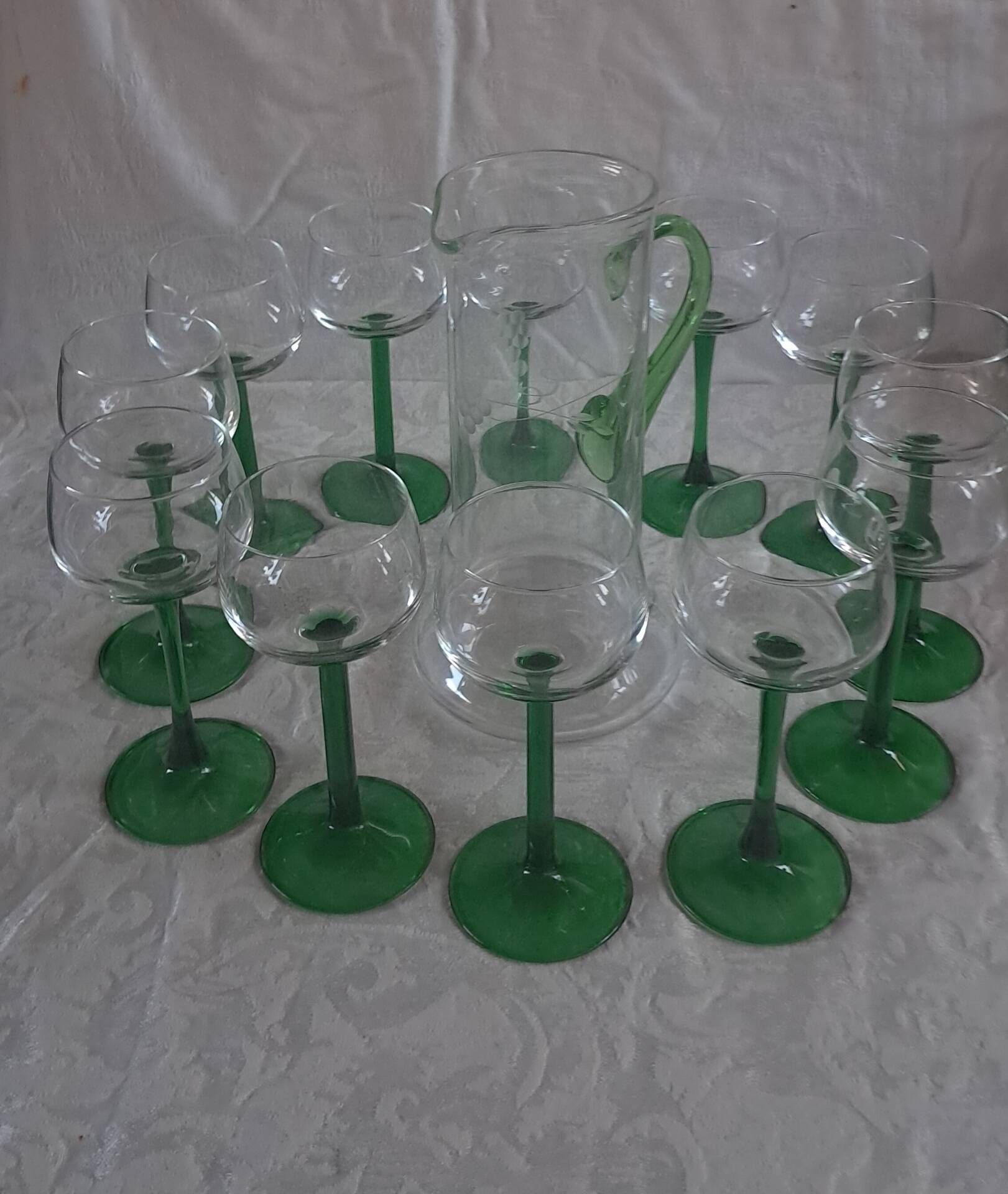 Carafe et 12 verres Service vin d'Alsace