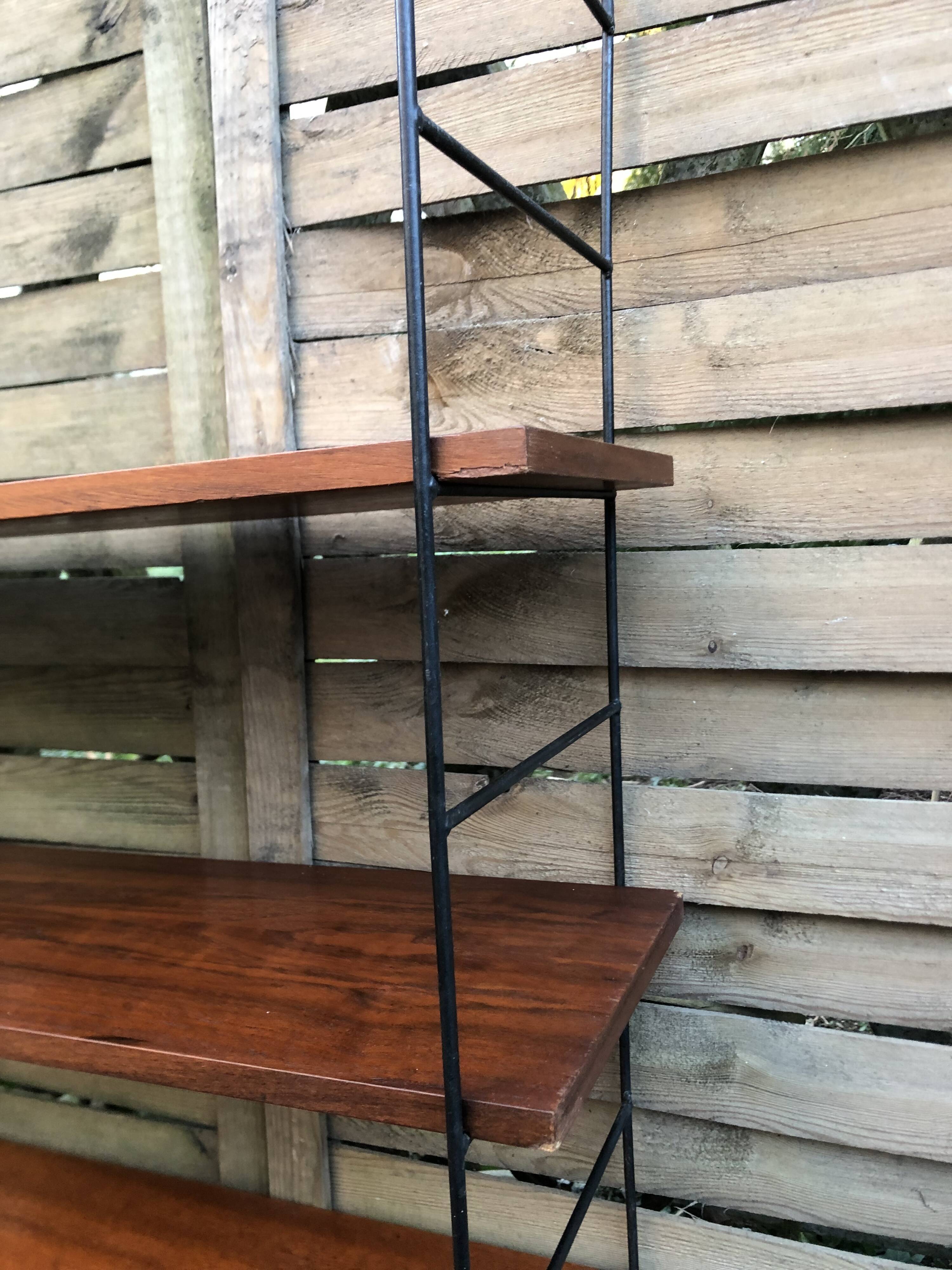 String shelf wood and metal 60s Sweden