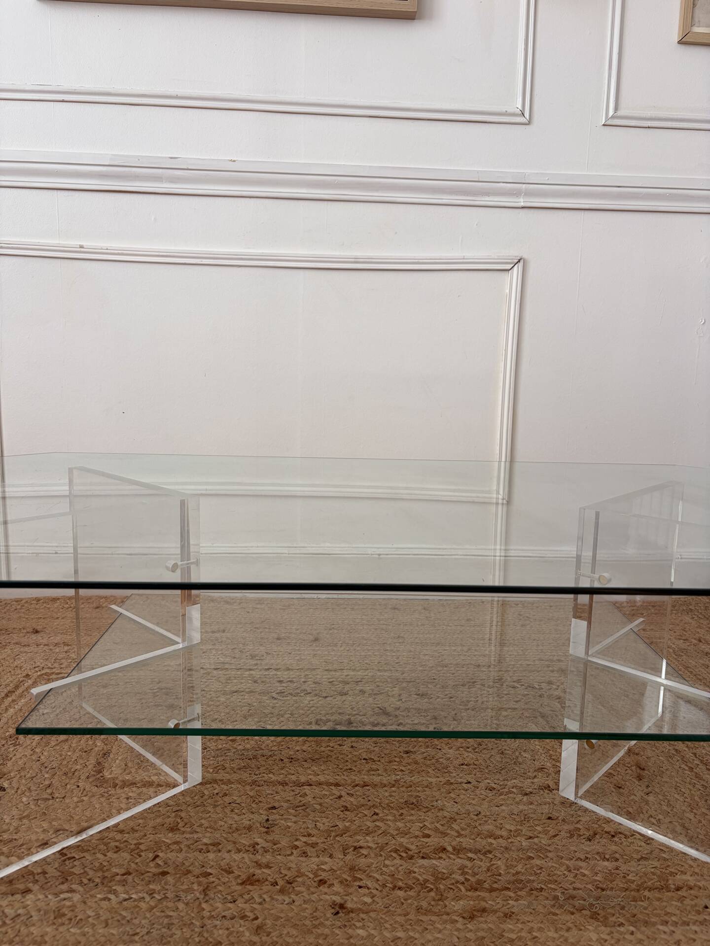 Vintage Plexiglass and glass coffee table