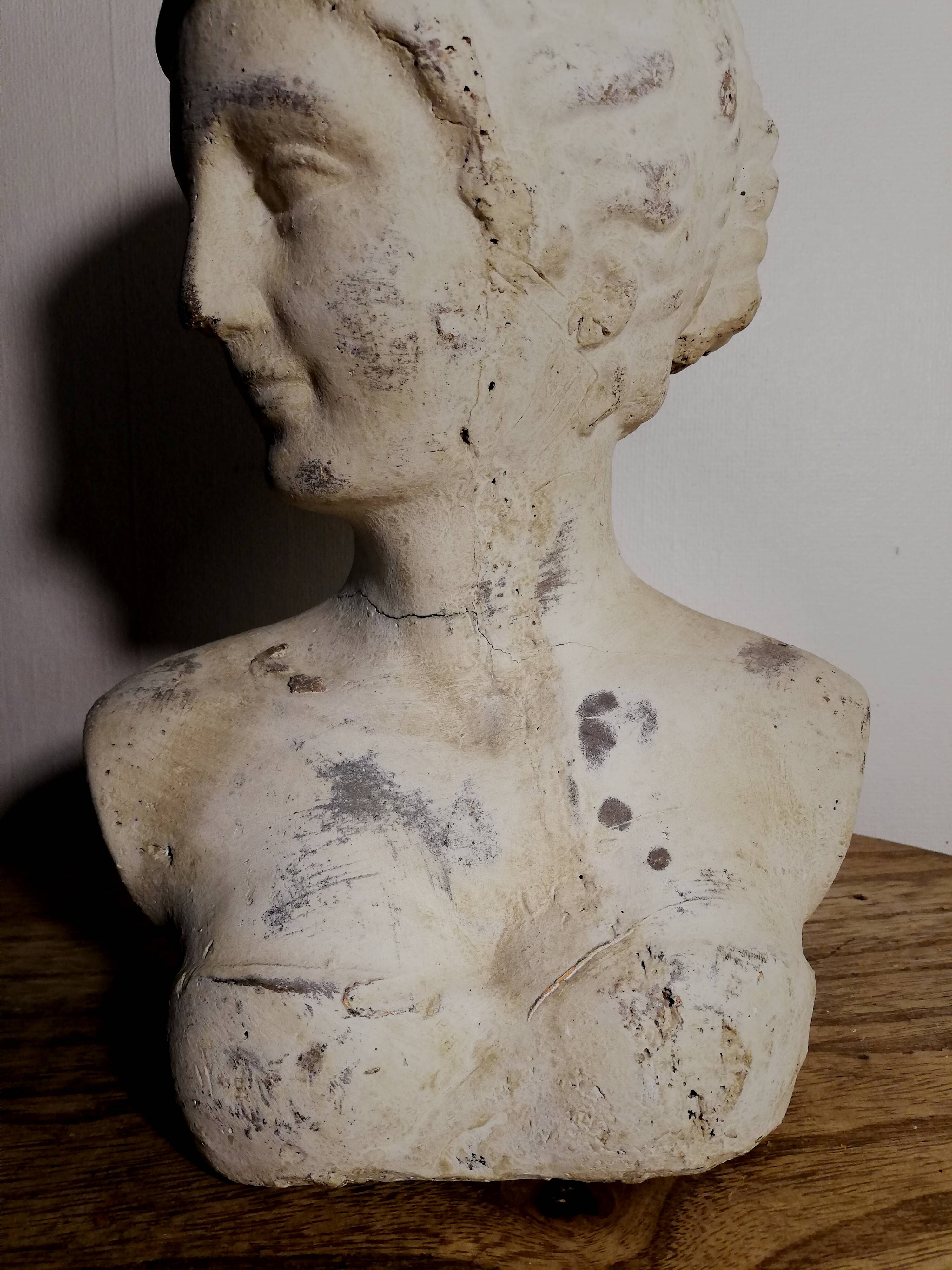 20th century plaster woman bust