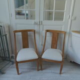 Pair of Gondola heaters, upholstered with a cream curl fabric